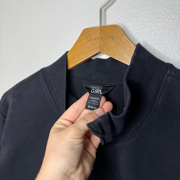 ATHLETA GIRL RETROACTIVE HALF ZIP Black Sweatshirt - Picture 5 of 9